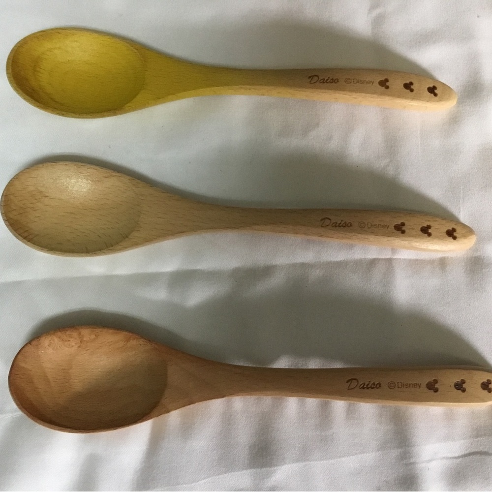 New Disney X Daiso JAPAN -(3) Mickey Head Wood Spoons. Used as display only